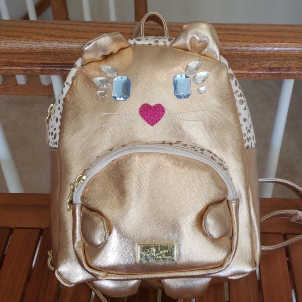 NWT Betsey‎ Johnson Rose Gold Kitty Backpack